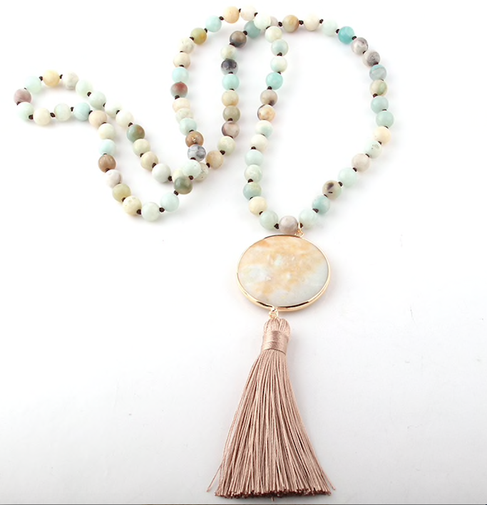 Precious Stone Tassel Statement Necklace