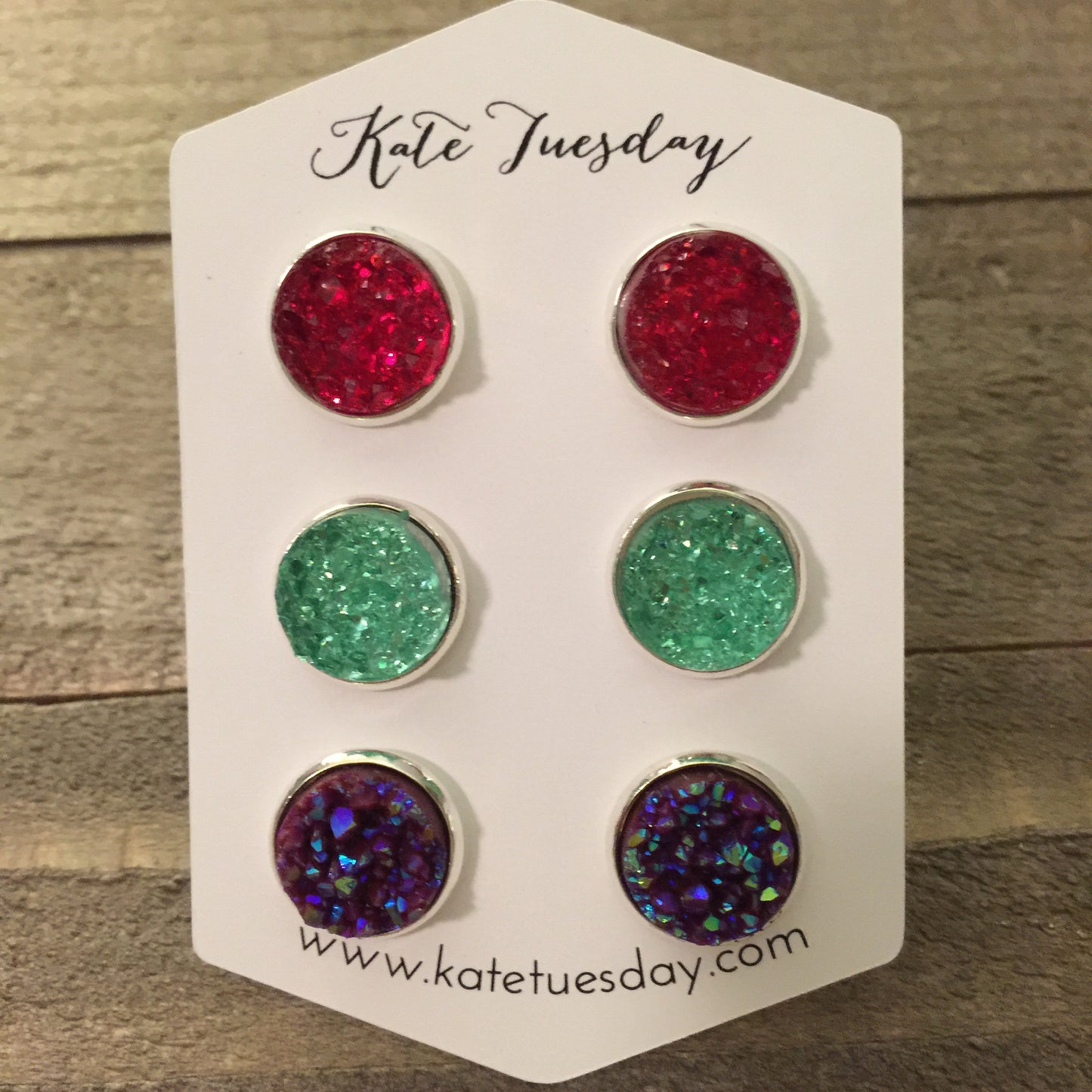 Michelle Set of 12mm Druzy Earrings