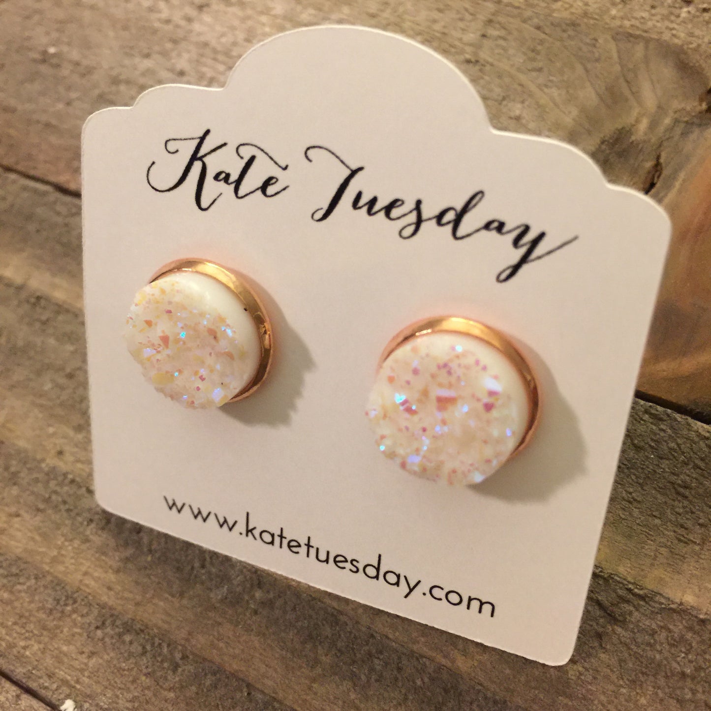Crystal Sparkle White 12mm Druzy Earrings