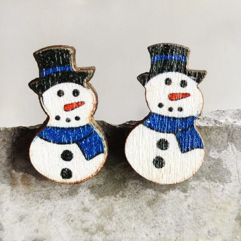 Holiday Wood Stud Earrings