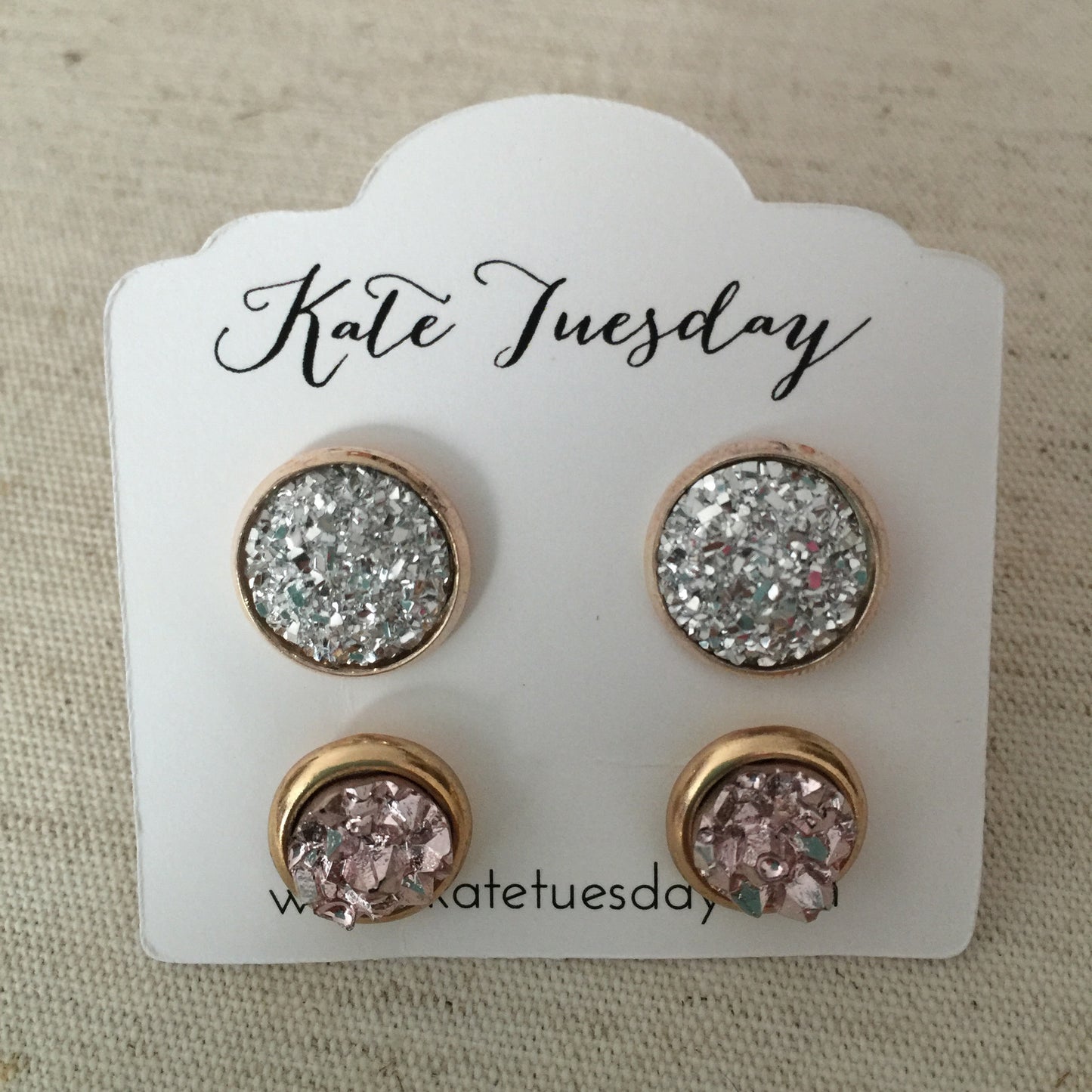 Crystal Druzy Earrings Set