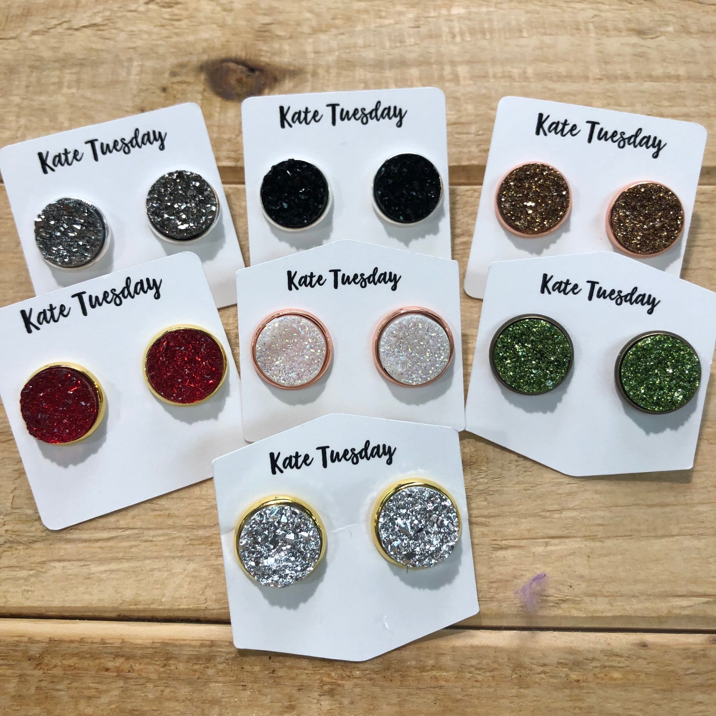 Holiday Druzy Stud Earrings 12mm