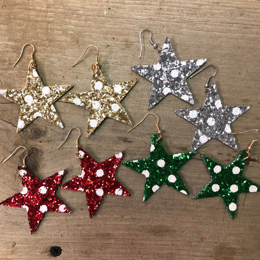 Glitter Star Holiday Earrings
