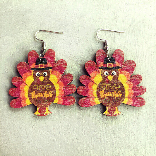 Give Thanks Turkey Thanksgiving Earrings