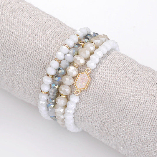 White Druzy Stretchy Bracelet Set