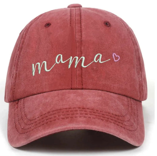 Mama Red Hat With Pink Heart