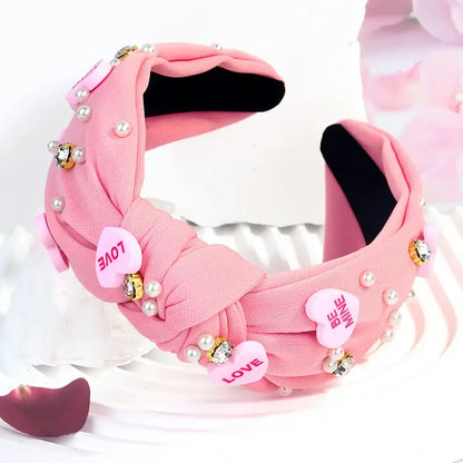 Pack of 2 Valentine's Day Headbands Pearl Hearts