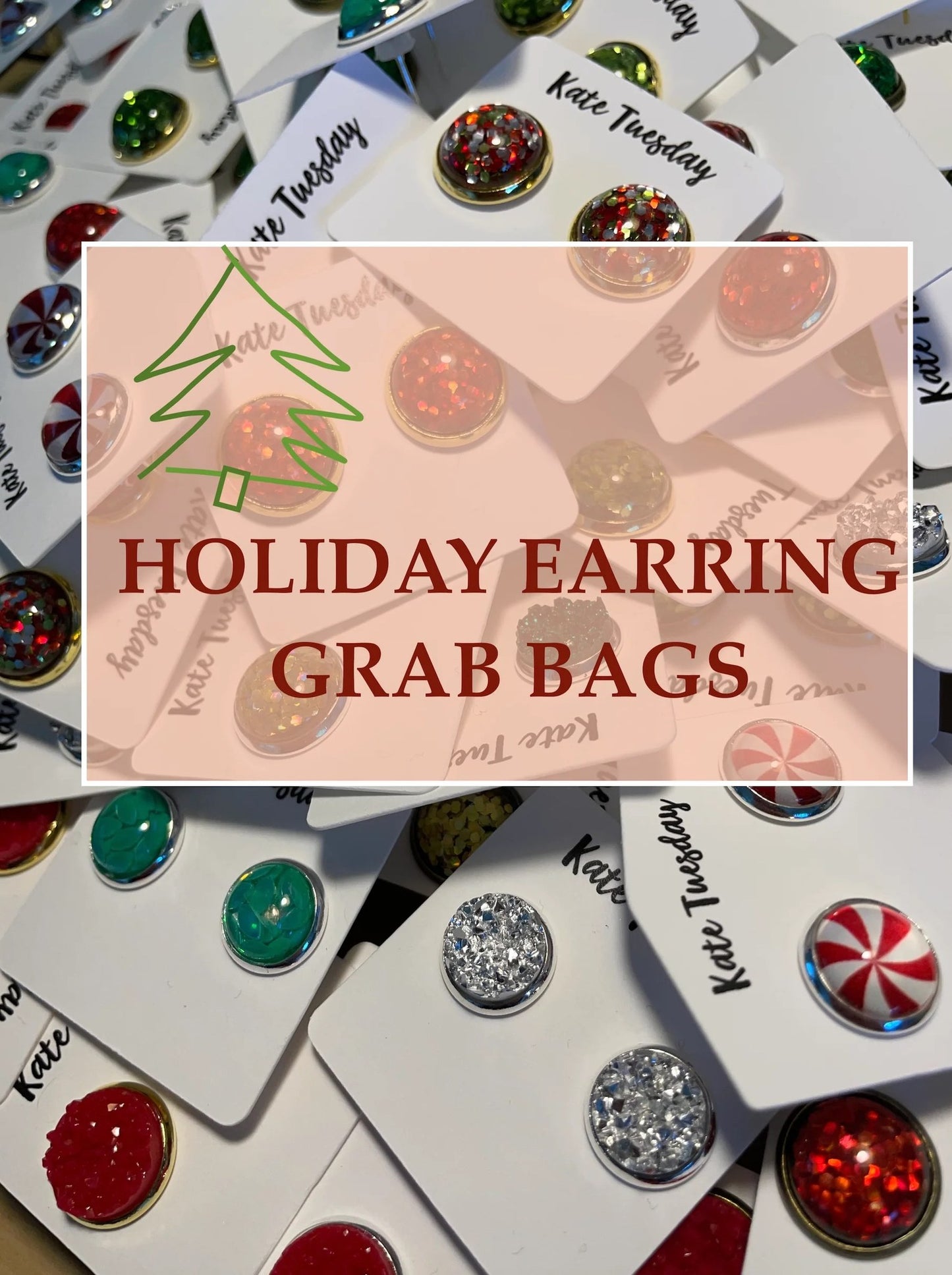 Holiday Grab Bag of Stud Earrings White Kate Tuesday Cards