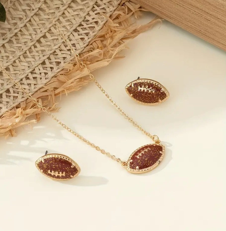 Football Matching Earrings + Necklace Sets