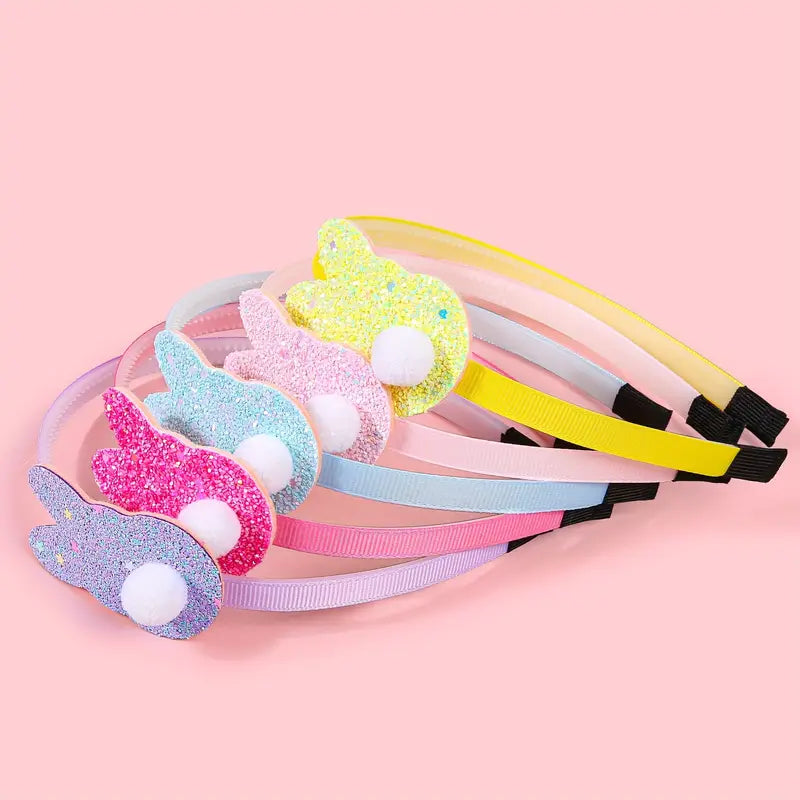 Glittery Bunny Tail Easter Headband Pack of 5