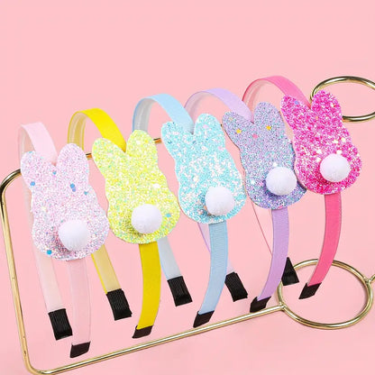 Glittery Bunny Tail Easter Headband Pack of 5