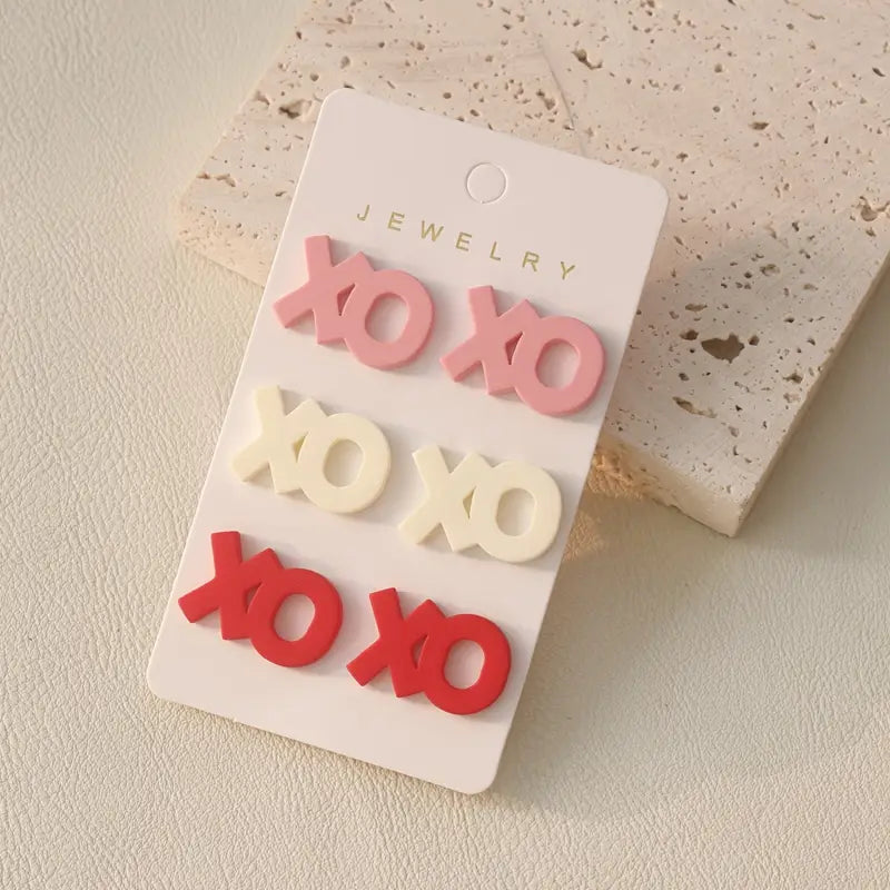 XOXO Valentines Day Triple Earring Sets