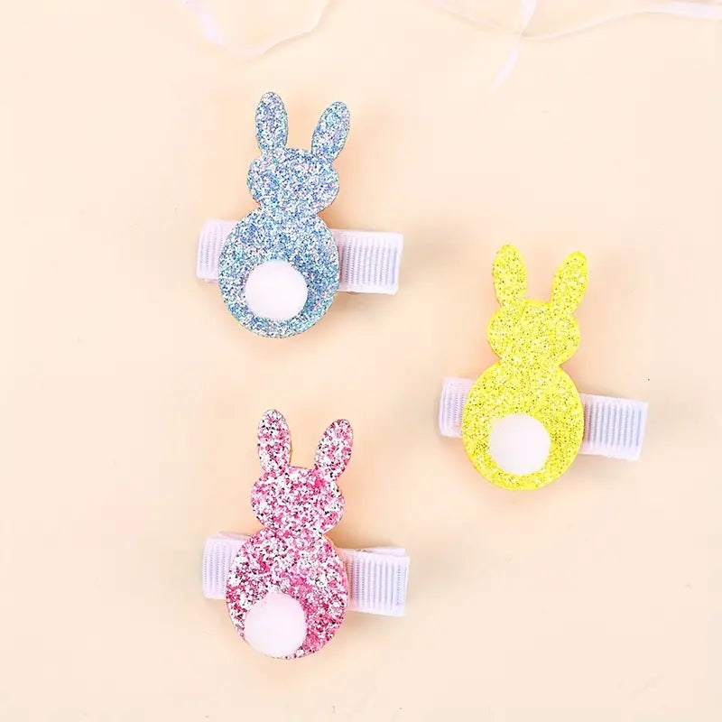 🌸 Easter Glittery Bunny Hair Clips