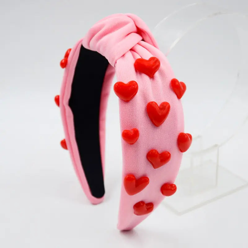 Pink Hearts Valentines Headband