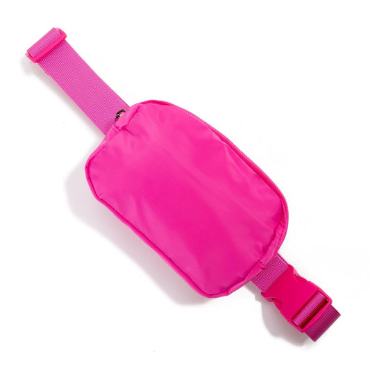 Hot Pink Basics Cross Body Nylon Belt Bag