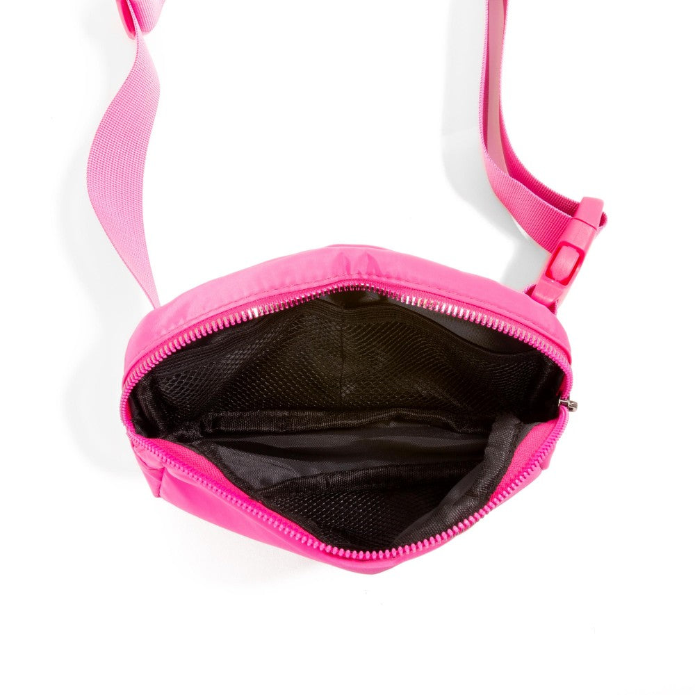 Hot Pink Basics Cross Body Nylon Belt Bag
