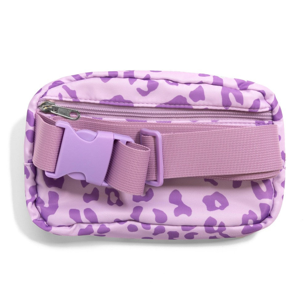 Purple Leopard Cross Body Nylon Belt Bag