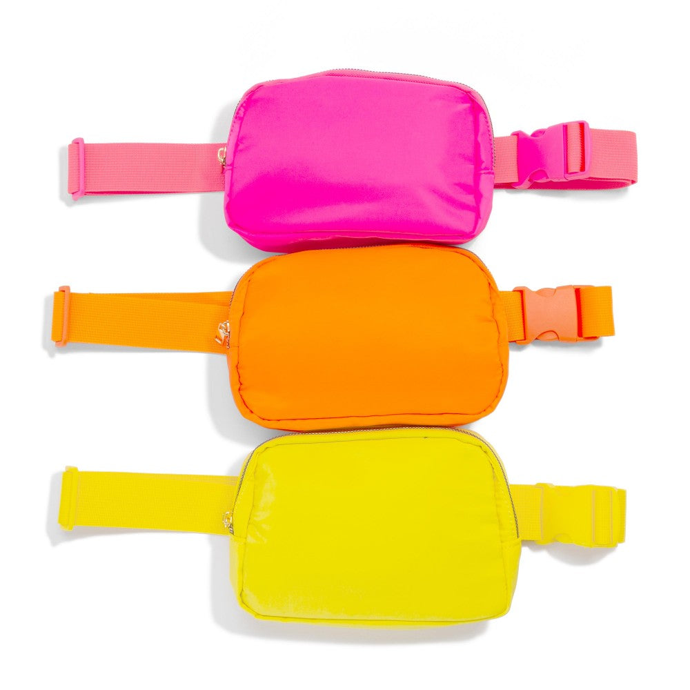 Bright Yellow Crazy Neon Cross Body Nylon Belt Bag