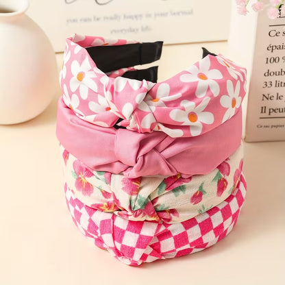Pink Daisy Spring 4 Pack of Knotted Headbands