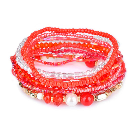 Red Stretchy Bracelet Set