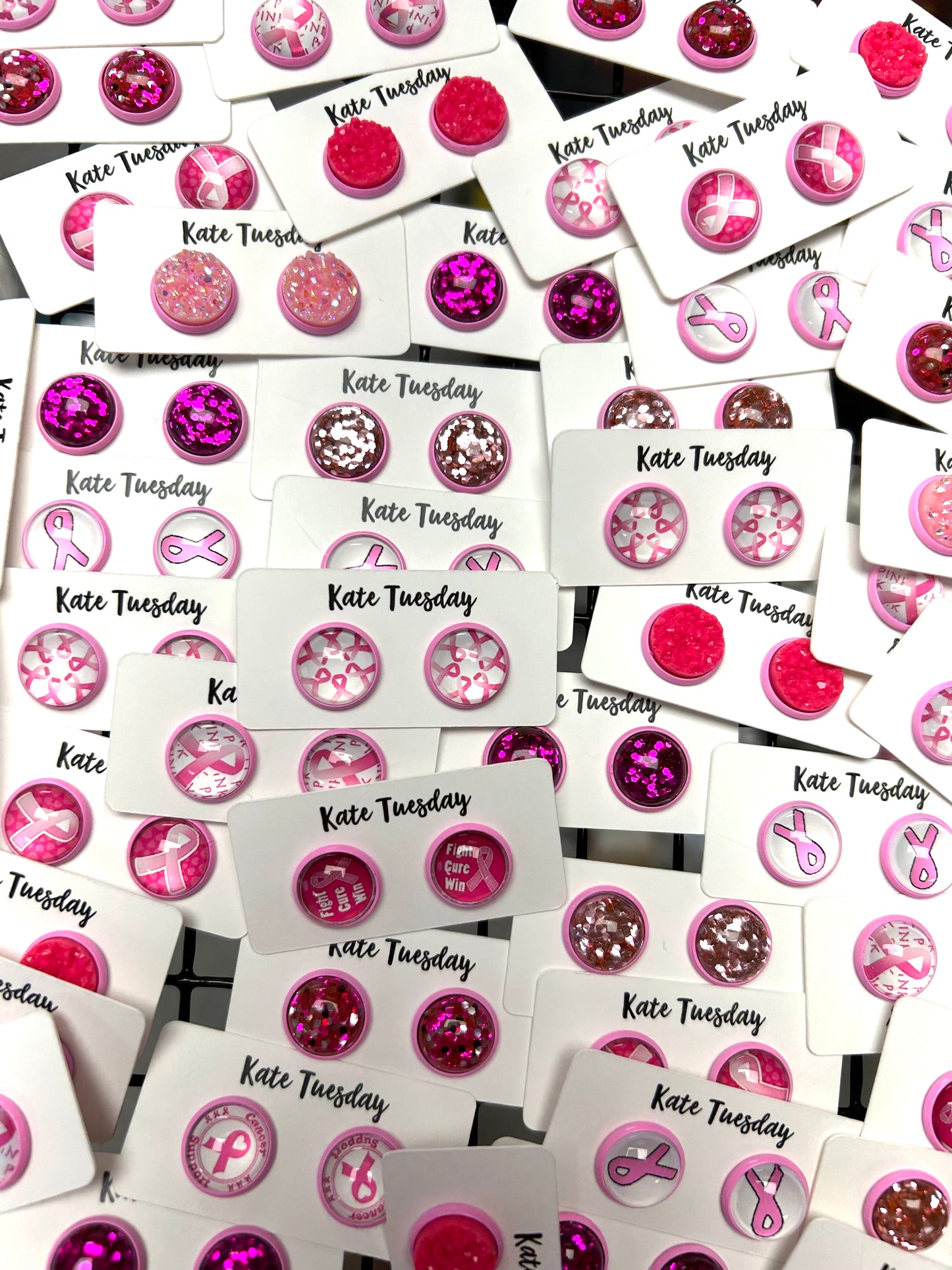 Breast Cancer Awareness Ribbon Earrings