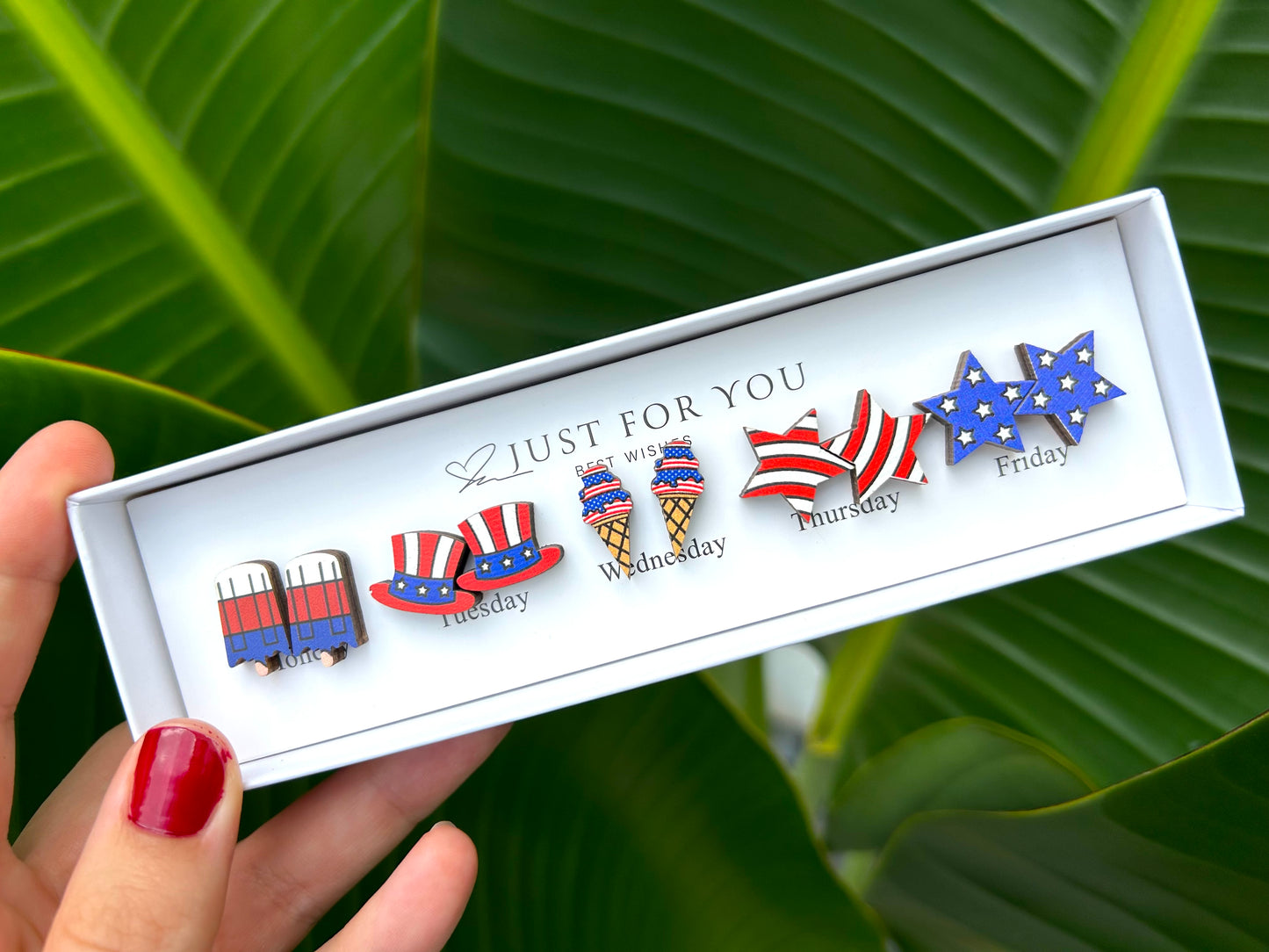 ❤️Patriotic Red, White and Blue Stud Earring Boxes