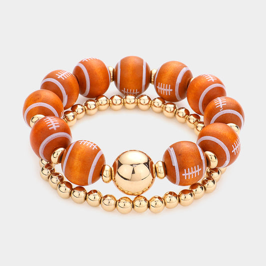 Football Gold Stretchy Bracelet Set