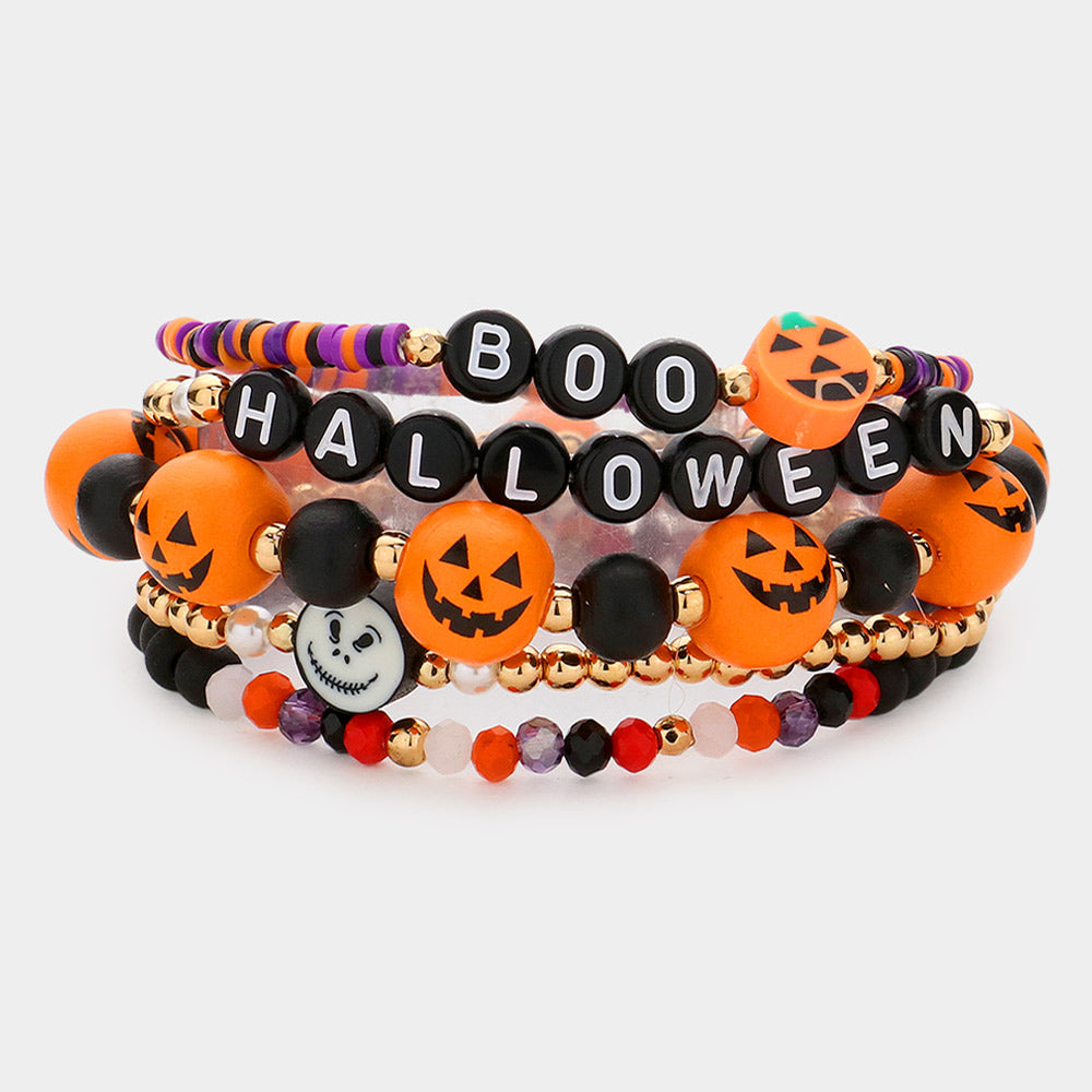 BOO Halloween Stretchy Bracelet Set