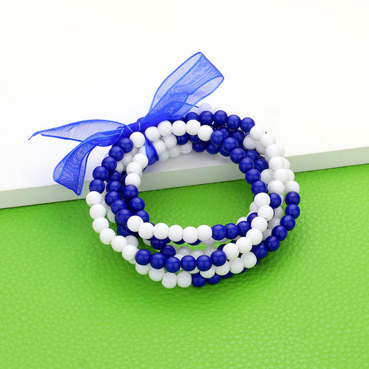 Blue and White Sports Game Day Stretchy Bracelet