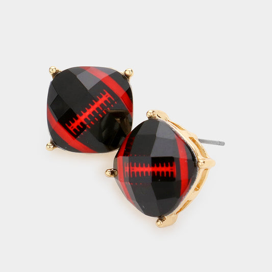 Red and Black Football Stud Earrings PRE ORDER