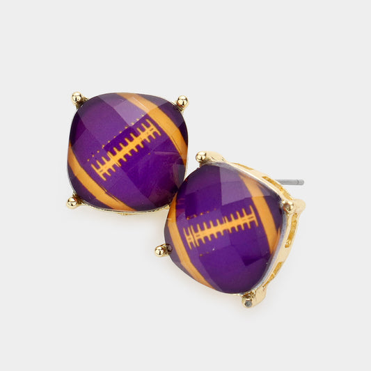 Purple and Yellow Football Stud Earrings PRE ORDER