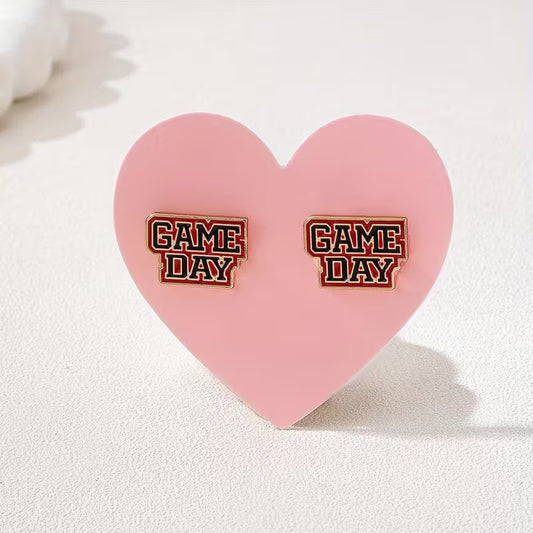 Game Day Black and Red Football Stud Earrings