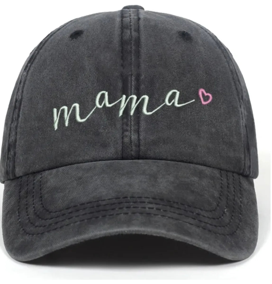 Mama Black Hat With Pink Heart