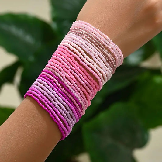 Hot Pinks Beaded Glass Bracelets