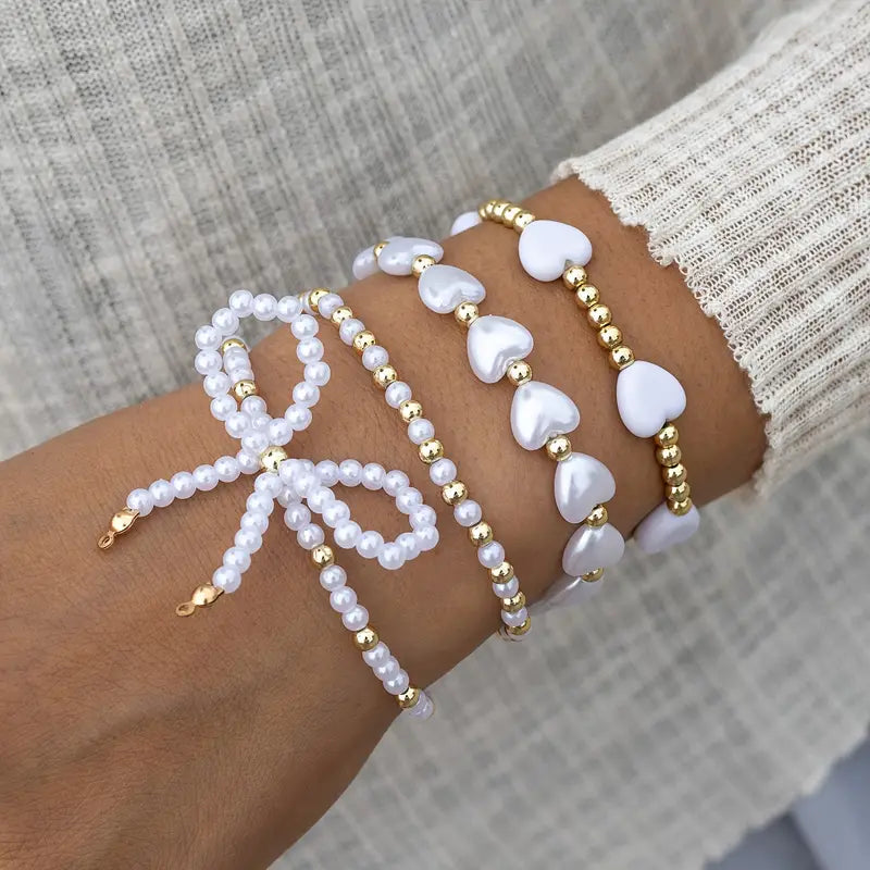 🎀Pearl Bow Stretch Bracelet Sets