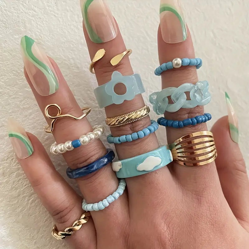 Trendy Rings Set Spring Trendy Resin Ring Sets 14 Pieces – Kate Tuesday Wholesale