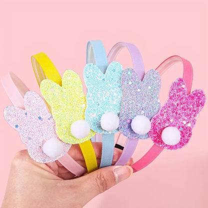 Glittery Bunny Tail Easter Headband Pack of 5