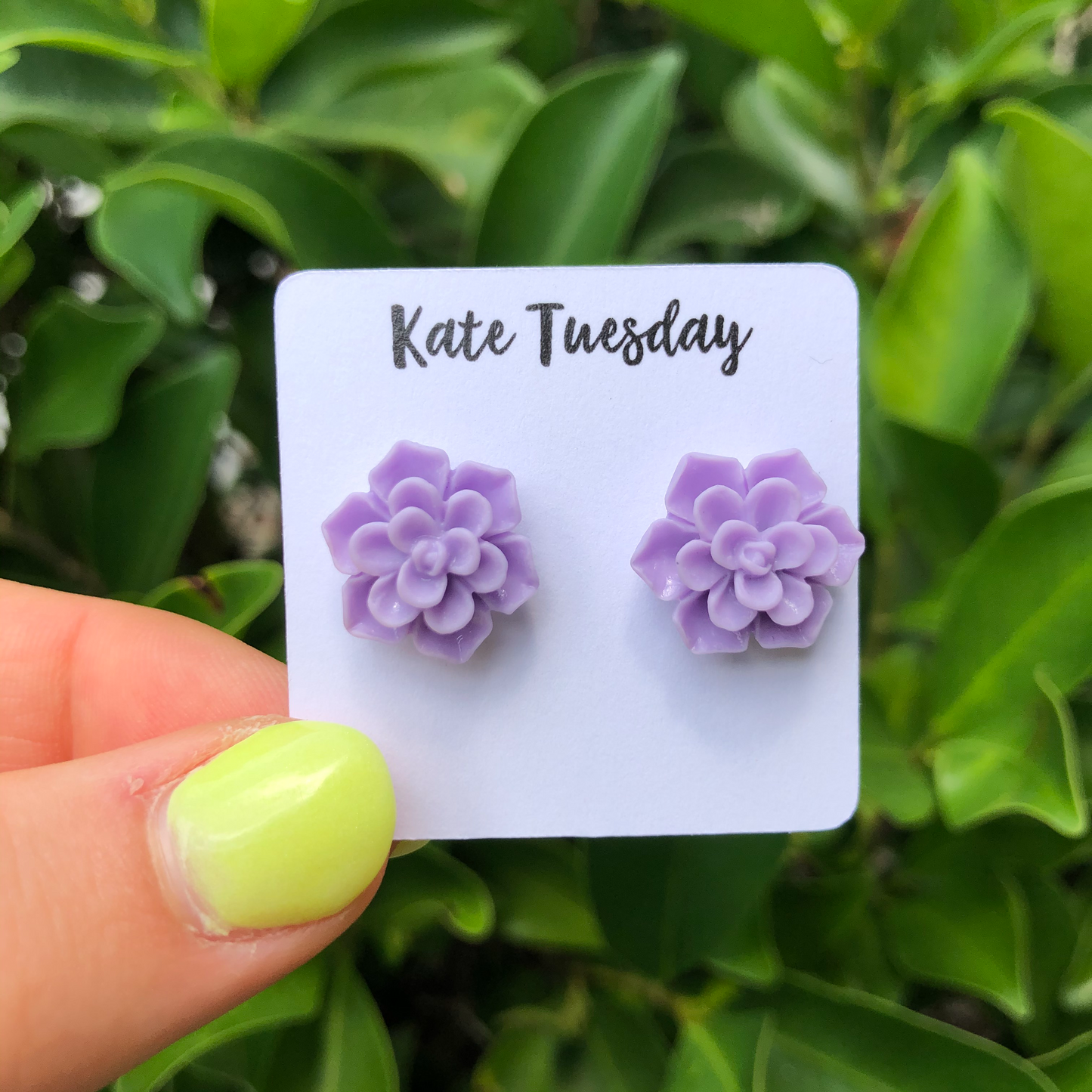 Succulent Flower Stud Earrings - Violet
