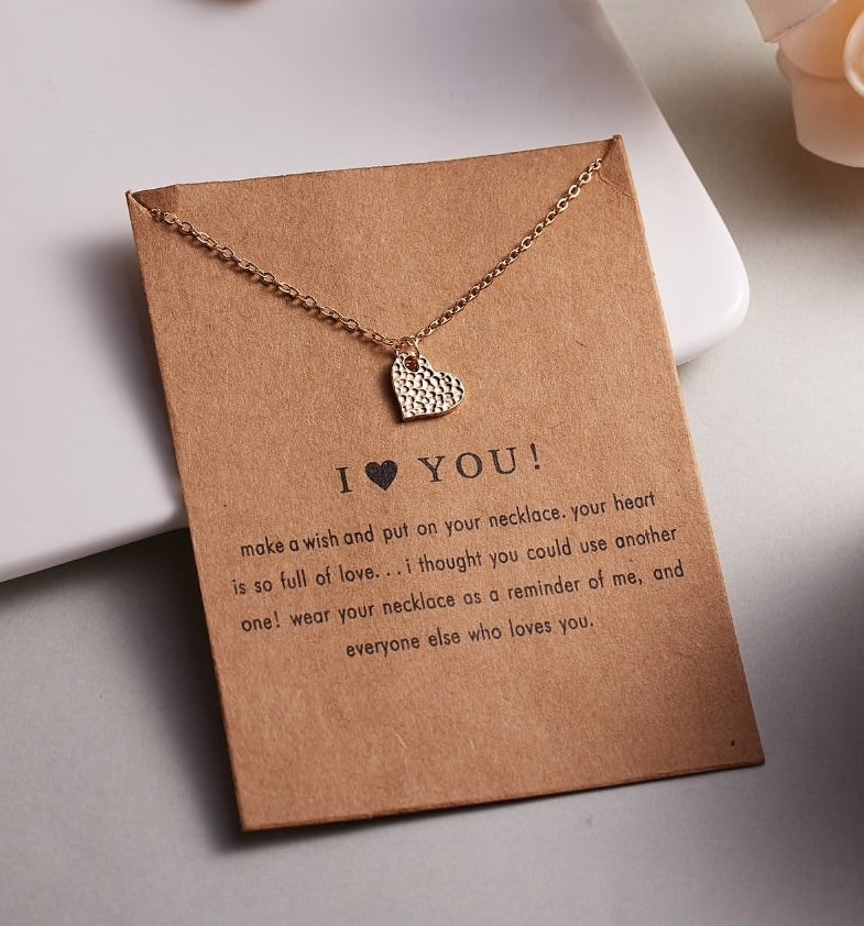 I Love You Gold Necklace on Card