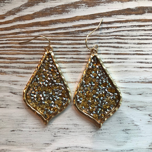 Gold James Lily Rhinestone Sparkle Rock Earrings