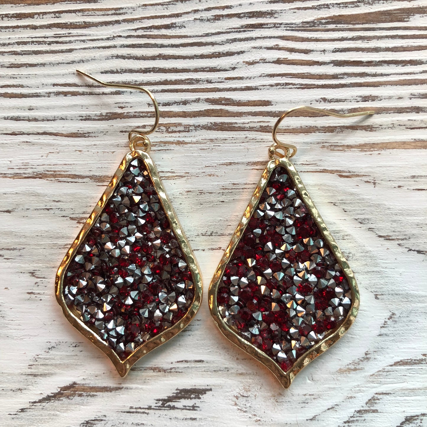 Red James Lily Rhinestone Sparkle Rock Earrings