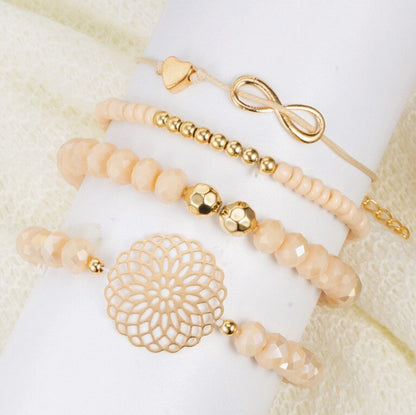 Pink, White + Rose Gold Stretchy Bracelets