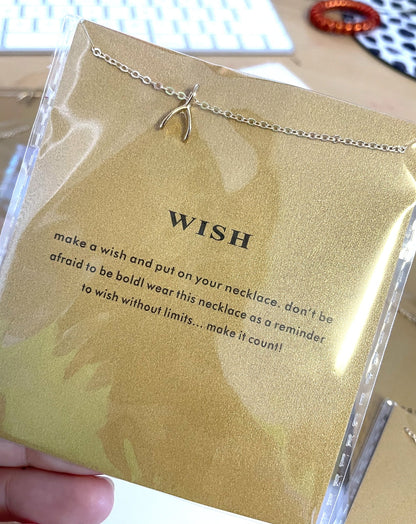 Gold Wish Necklace on Card
