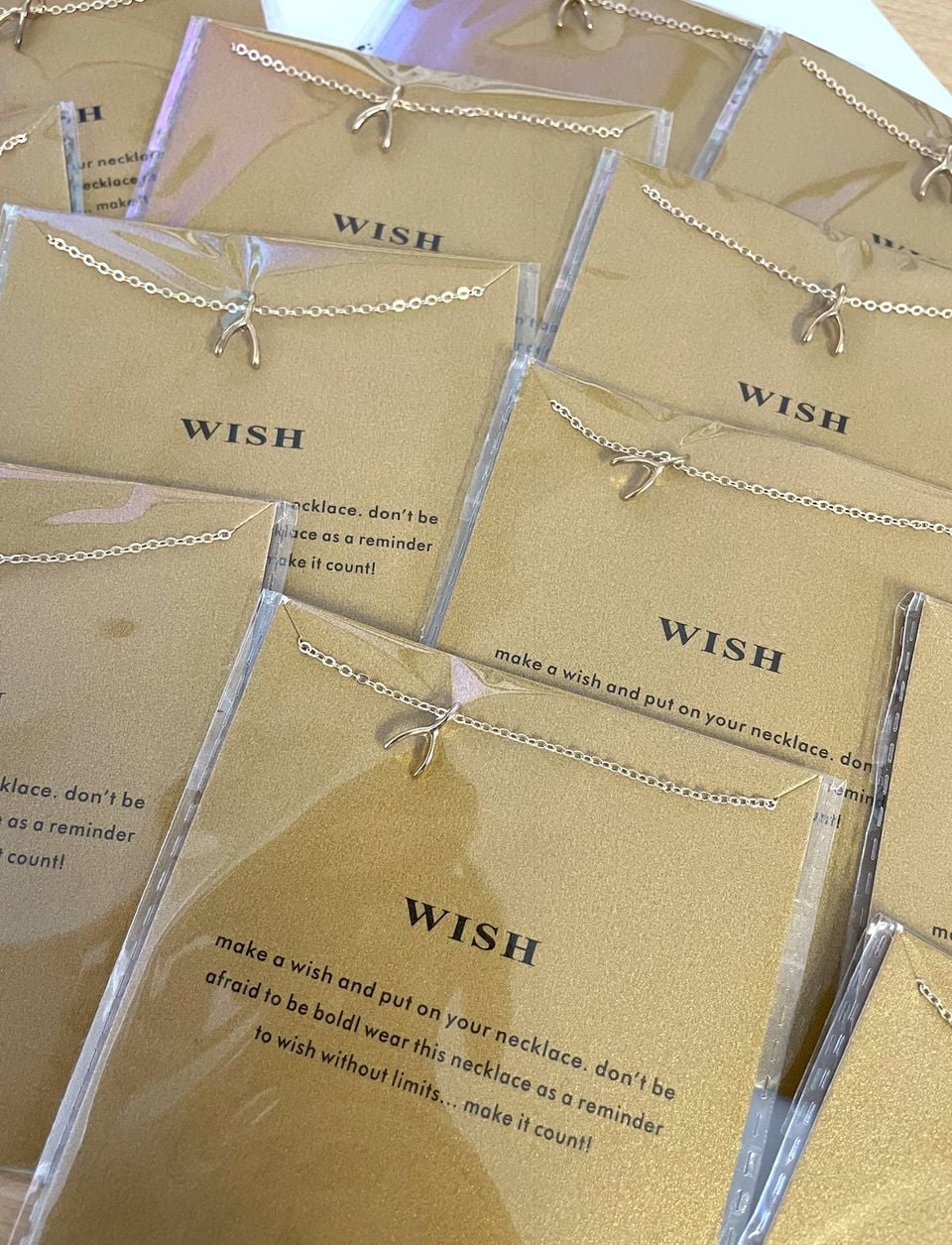 Gold Wish Necklace on Card