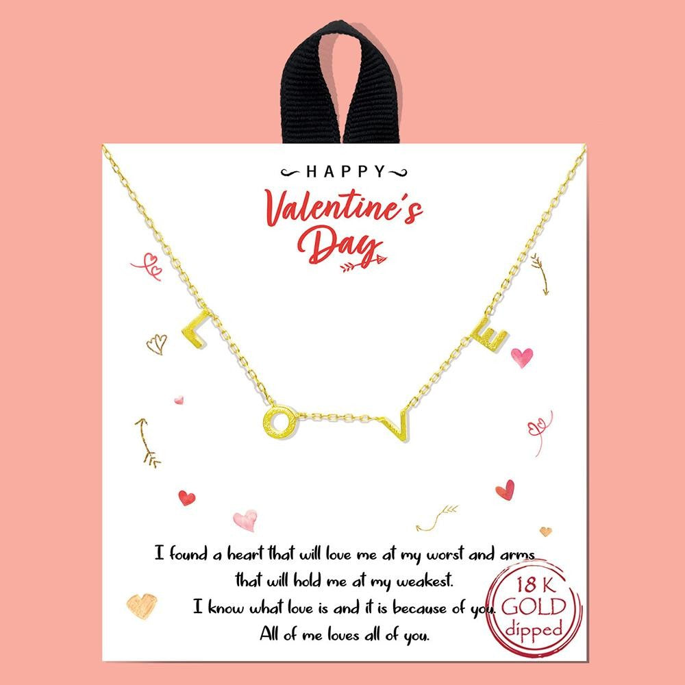 Gold LOVE Necklace on Card