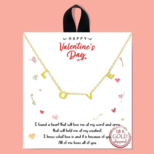 Gold LOVE Necklace on Card