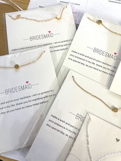 Bridesmaids Necklace on Cards THE PERFECT GIFT!