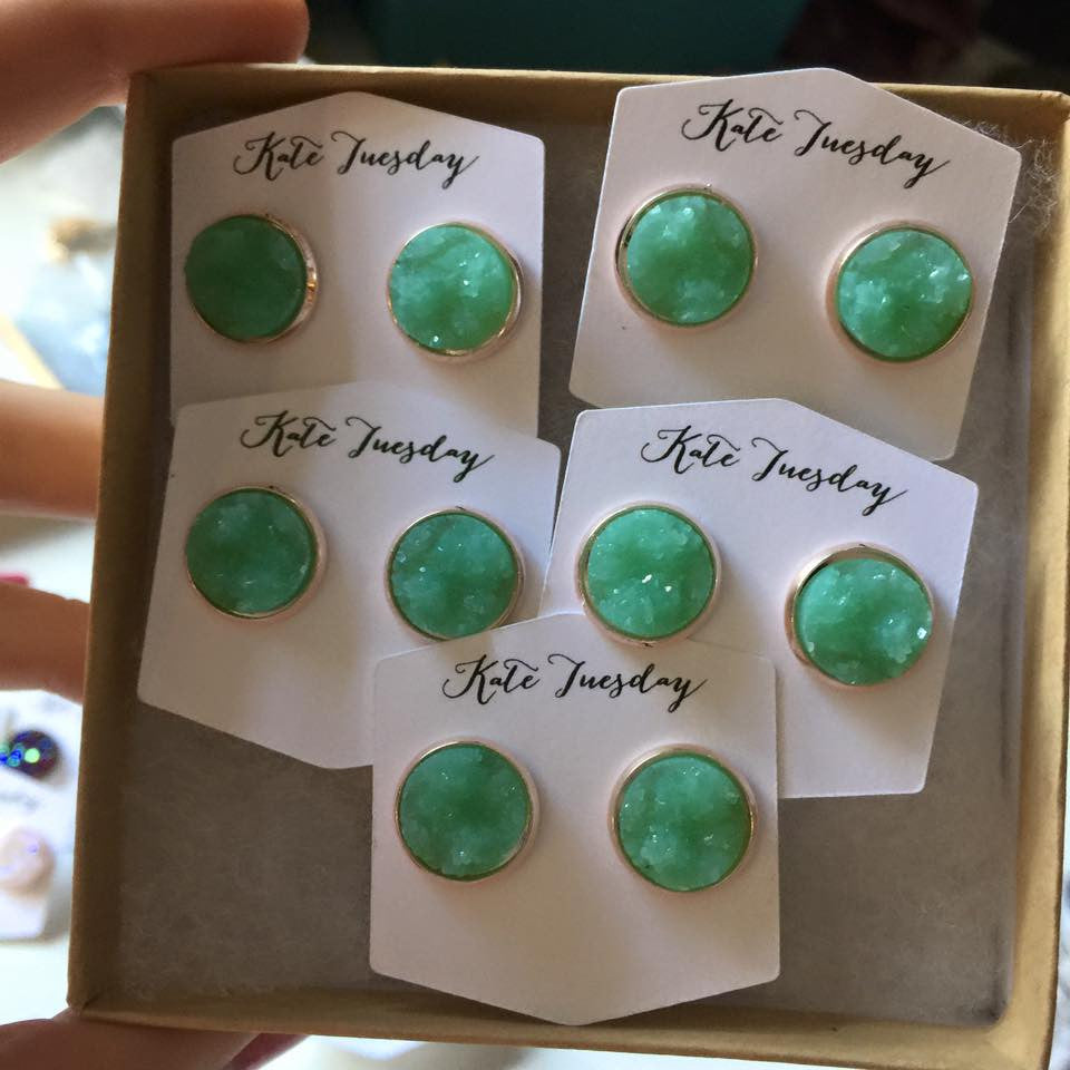 Miami Green Druzy Earrings