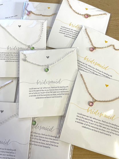 Bridesmaids Necklace on Cards THE PERFECT GIFT!