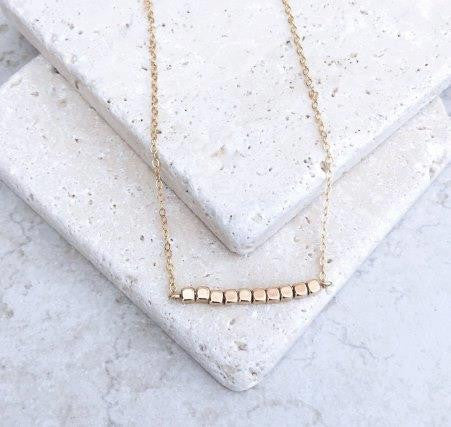 Ava Gold or Silver Bar Beaded Necklace